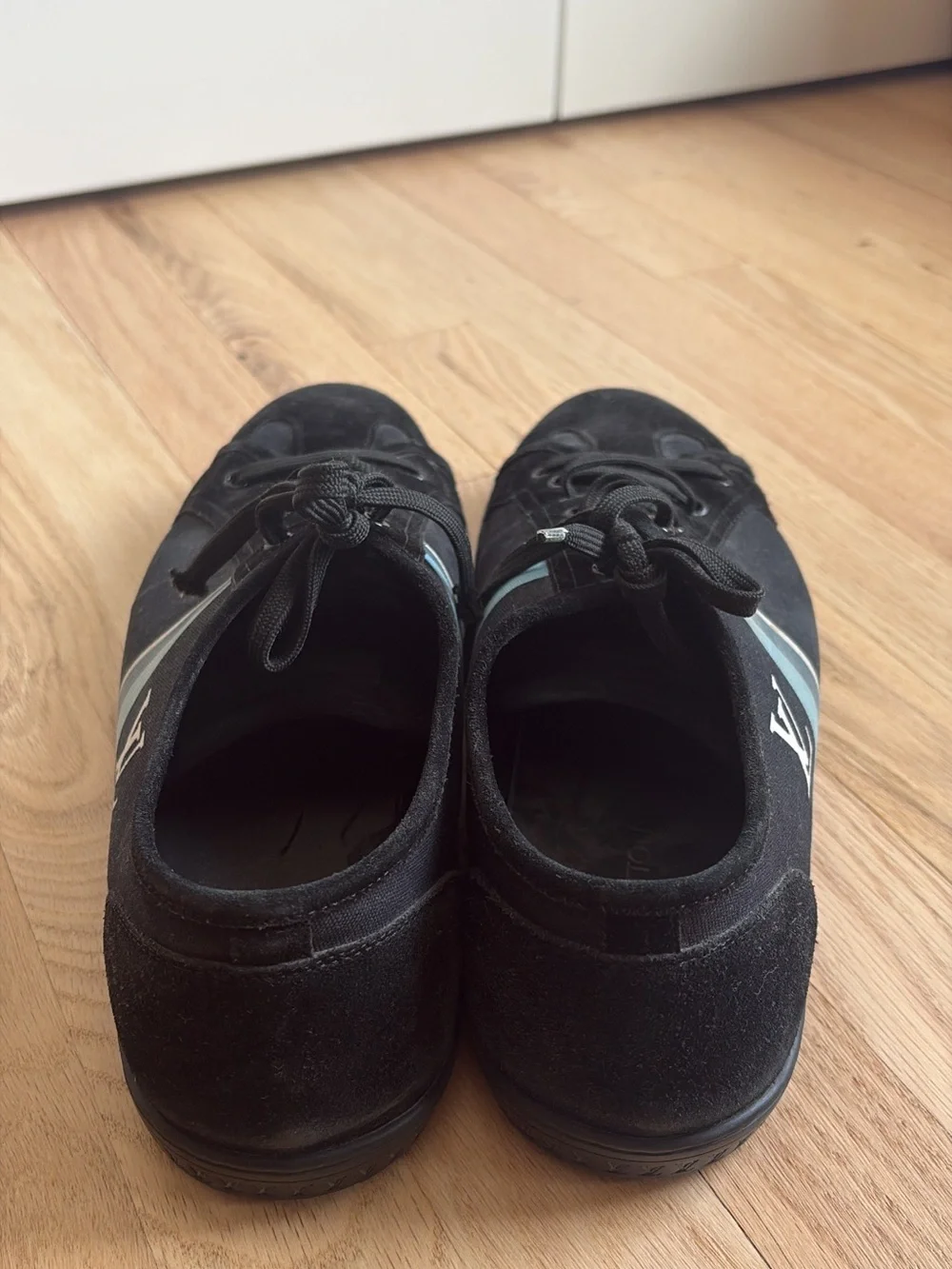 Louis Vuitton Black Sneakers with Blue Stripe